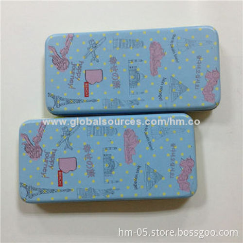Tin pencil packaging box, glossy/matte lamination, customized sizes, colors and logos are accepted